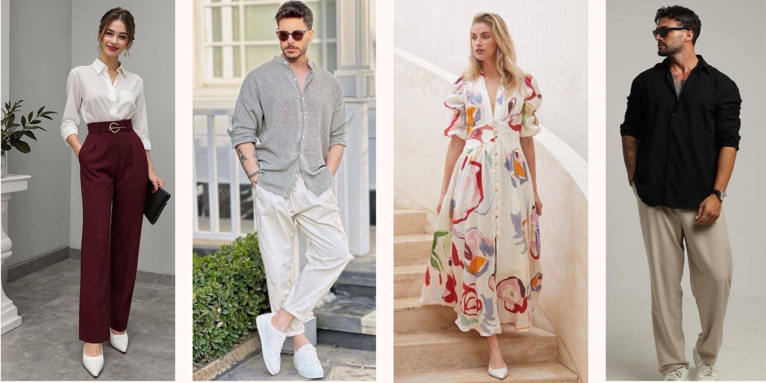 A close-up of hands arranging stylish outfits on a table, reflecting ModishEra’s personal approach to fashion for every body type.